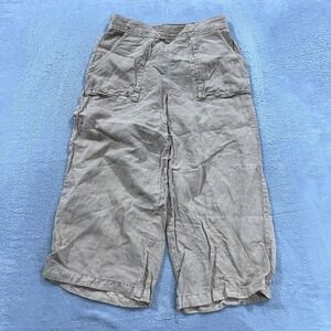 Cynthia Rowley Linen Cropped Wide Leg Pants Women's Large Lounge Coastal